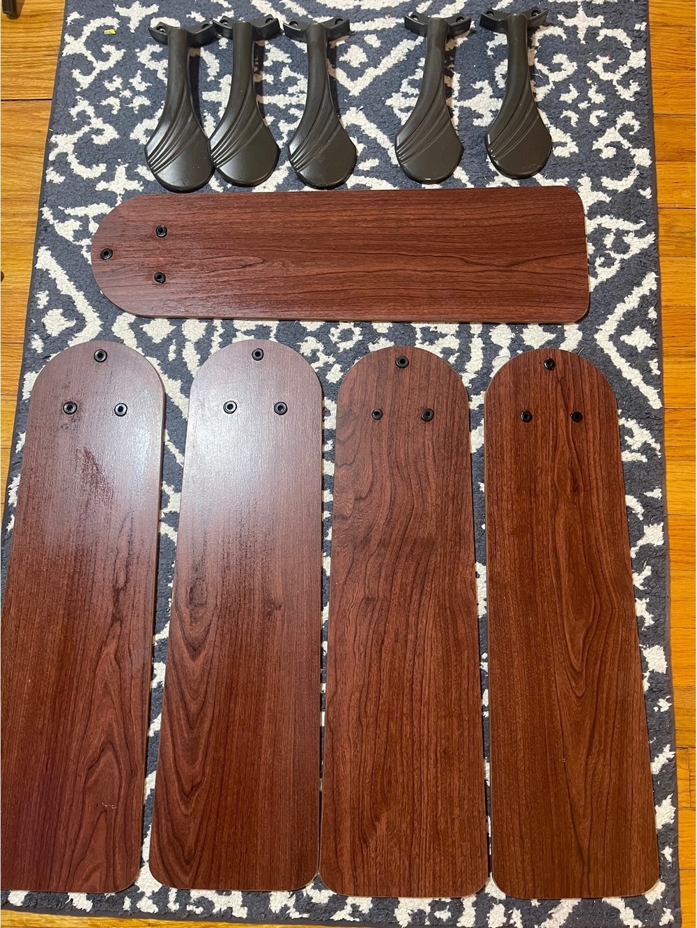 Hunter 52 Inch Ceiling Fan Blades and Blade Arms SetTwo Wood Finishes no screws